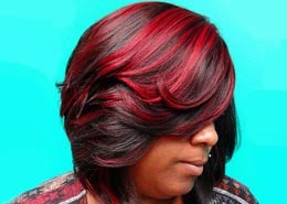 Woman with Brightly Colored Hair Streaks